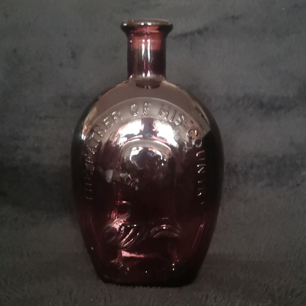 Vintage Wheaton Amethyst Washington The Father of Our Country Glass Bottle 8"